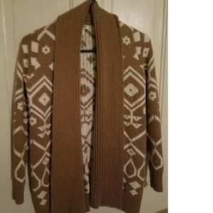 Old Navy XS Heavy Thick Sweater Brown & Cream Open Front